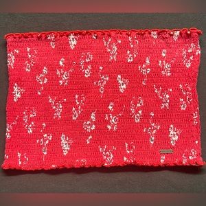 Red, floral Hollister tube top
